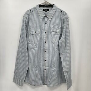 Eighty‎ Eight Platinum Mens Striped Long Sleeve Button Up Shirt XXL Blue Cotton